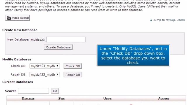 How to check a MySQL database for errors in cPanel смотреть онлайн