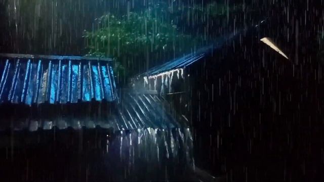 Fall asleep in less than 3 minutes to heavy rain with wind and thunder on the tin roof at night смотреть онлайн