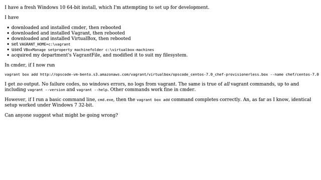 vagrant under cmder on Windows 10 does nothing; works under cmd.exe (2 Solutions!!) смотреть онлайн