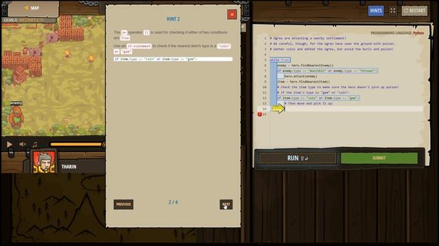 CODE COMBAT PYTHON level SALTED EARTH Booleans Or If Statements Accessing Properties Strings Variab смотреть онлайн