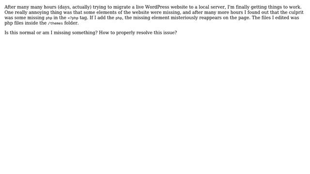 Migrating a live WordPress website to a Local Server: why some elements of the website are missing? смотреть онлайн