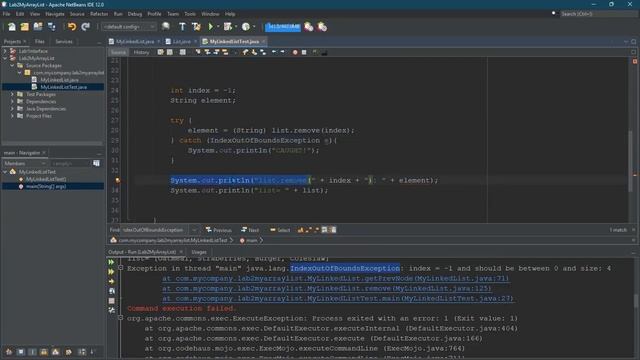 CS162 LinkedList Testing Removeindex Using Exceptions And Try Catch смотреть онлайн