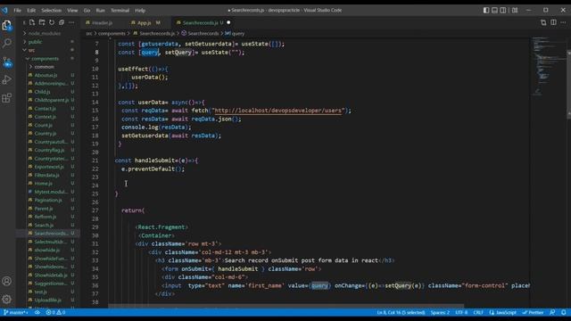 Search Record onSubmit Form Data in React смотреть онлайн