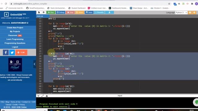 Python matrix addition | Matrix addition in python| Addition of two matrix in python смотреть онлайн