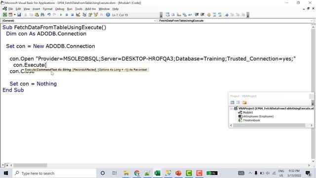 Fetch Data from table using Execute Method | Advanced VBA in Hindi смотреть онлайн