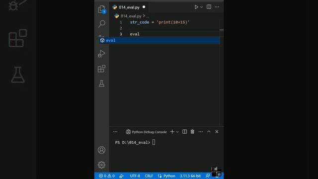 Функция eval - выполняем код из строки #python смотреть онлайн