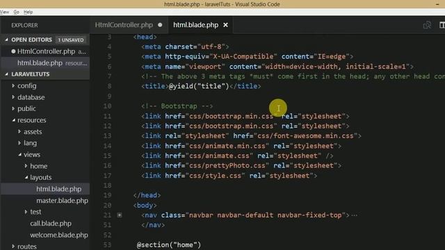 Laravel v5.4 Tutorial for beginners in hindi (Part#7) HTML Theme Conversion to Laravel Site смотреть онлайн