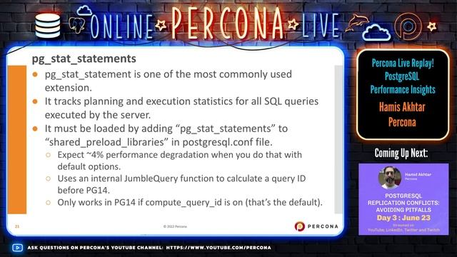 PostgreSQL Query Performance Insights - Hamid Akhtar - Percona - Percona Community Live 2022 смотреть онлайн