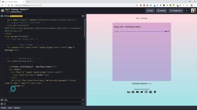 [7/100] Settings | #Daily UI (AngularJS + AngularJS Material) смотреть онлайн