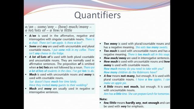 Lesson 3. The 8th Grades. Countable And Uncountable Nouns. Quantifiers.