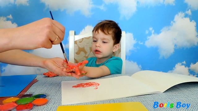 ? БОРЯ КРАСИТ НОЖКИ Пальчиковые Краски Для Детей Learn the Colors for Kids Finger Paints ? смотреть онлайн
