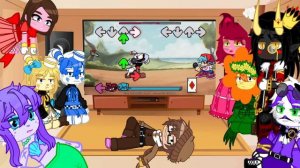 Cuphead Friends and foes react to FNF: Indie Cross, Cuphead week. Part 2? 1k likes