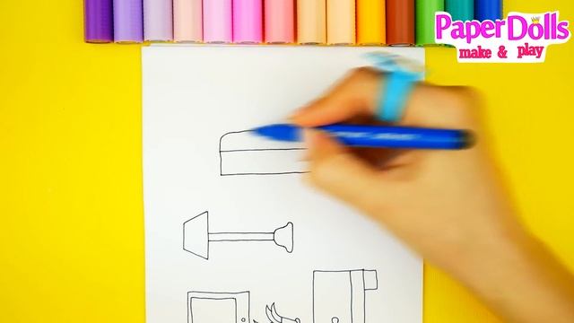 HOW TO MAKE DOLLHOUSE FOR PAPER DOLLS DRAWING FURNITURE FOR KIDS смотреть онлайн