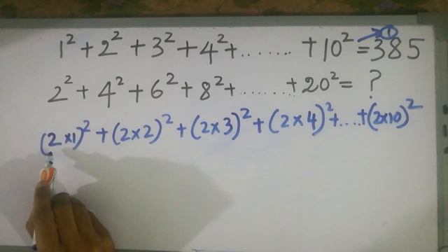 1^2 +2^2 + 3^3 +............+ 10^2=385 find 2^2+ 4^2+ 6^2....... +20^2 =??? смотреть онлайн