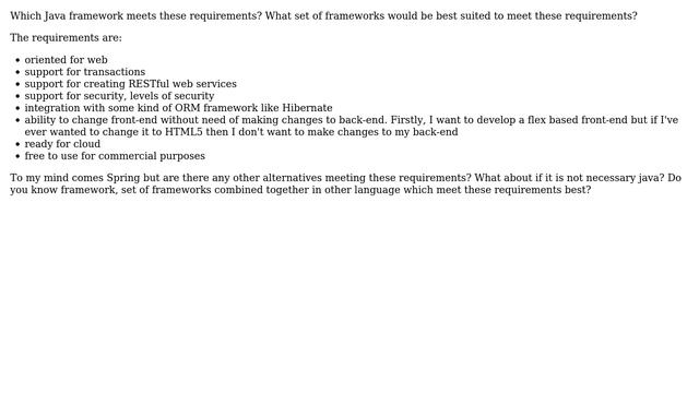 Software Engineering: Which Java framework meets these requirements? (2 Solutions!!) смотреть онлайн