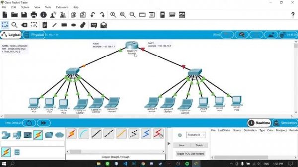 Cisco Packet Tracer | Simple Topology (12 Devices ,2 Switches and 1 Router)