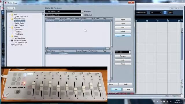 MIDI-контроллер IControls от Icon синхронизируем с Cubase и Nuendo