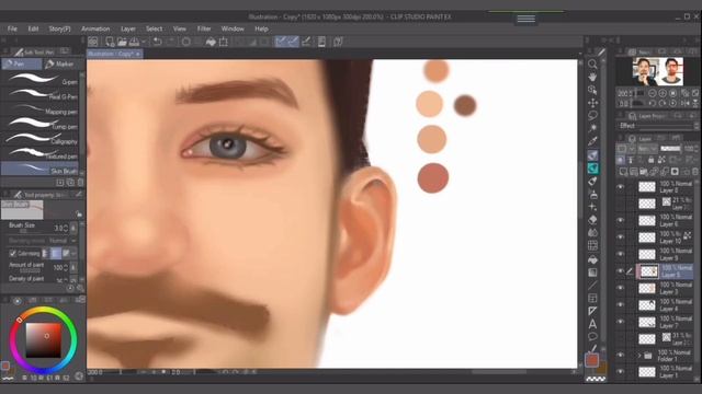 Realistic portrait digital painting step by step process - Speed paint (Time-lapse) смотреть онлайн
