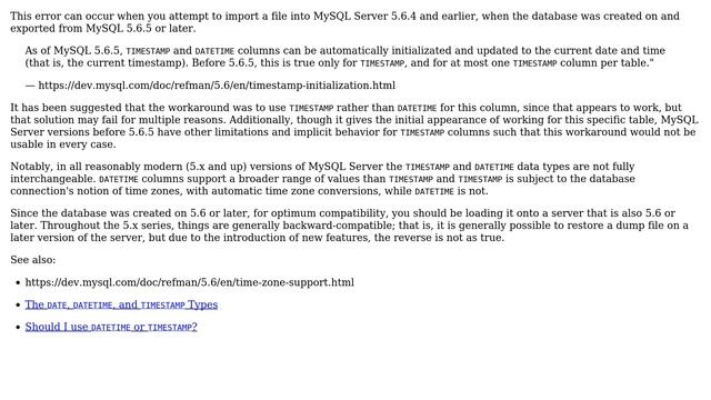Databases: ERROR 1067 (42000) at line 7: Invalid default value for 'LAST_UPDATED' (4 Solutions!!) смотреть онлайн