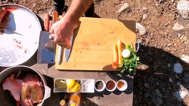 Sazan Balığınnan Super Kebab.Шашлык из карпа.