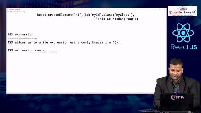 What is JSX in React - React JS Tutorial For Beginners | React JS Class - 3 | Quality Thought смотреть онлайн