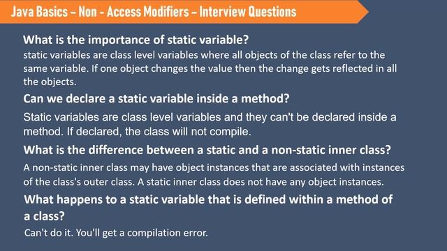 11B. Java Basics - Static Variables, Methods, Blocks and Classes - Interview Questions - Part 2 смотреть онлайн