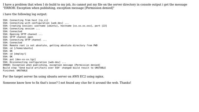 DevOps & SysAdmins: Jenkins publish over ssh success to connect the server but failed put file смотреть онлайн