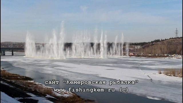 Взрыв льда на Томи 22 марта 2019 в г.Кемерово + замедленная съемка. смотреть онлайн