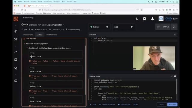 Codewars (Python?) | Exclusive "or" (xor) Logical Operator | kyu8 смотреть онлайн