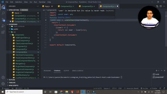 React Hook Tutorial - context api - Demo 2 - with useContext hook смотреть онлайн