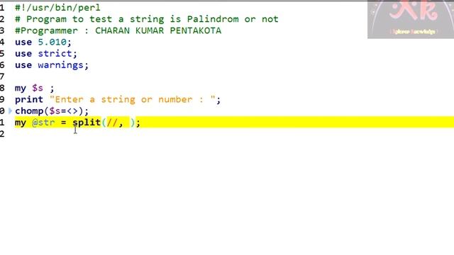 Perl PROGRAMMING : Palindrome смотреть онлайн