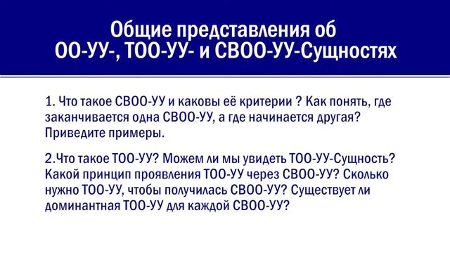 2.05 Общие представления об ОО-УУ-, ТОО-УУ- и СВОО-УУ-Сущностях. Ч.1 смотреть онлайн