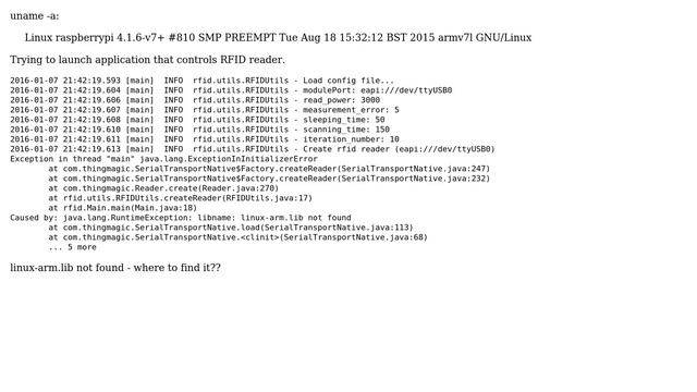 Raspberry Pi: Caused by: java.lang.RuntimeException: libname: linux-arm.lib not found смотреть онлайн