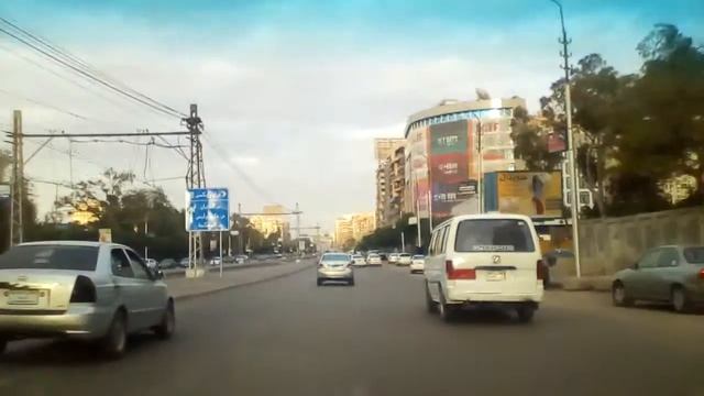 Masr El Gedida, Cairo. Каир, на машине по городу. смотреть онлайн