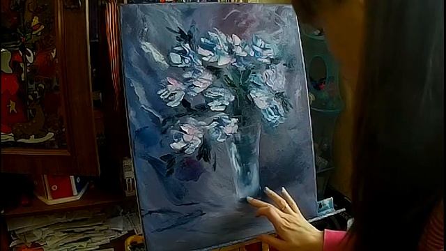 Картина маслом с цветами. Мастер-класс по живописи, ч.1 смотреть онлайн