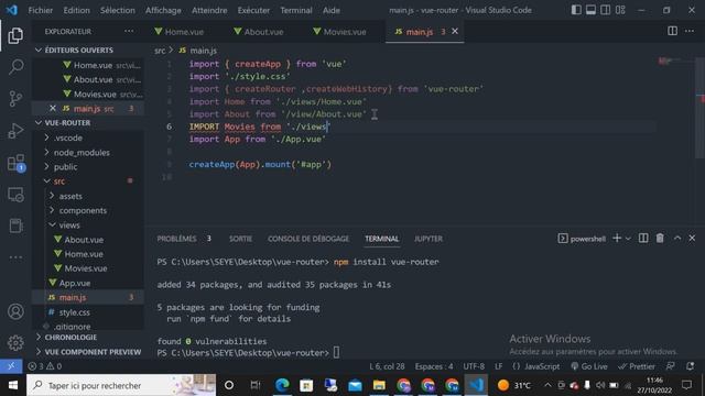 Creation projet et configuration Vue Router | Tutorielle Vue-router смотреть онлайн
