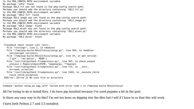 Unix & Linux: Error while Installing Kivy with pip on GalliumOS смотреть онлайн