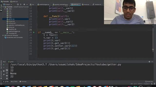 Python Tutorial Getter and Setter: Private Variable and Public Variable and func Overloading смотреть онлайн