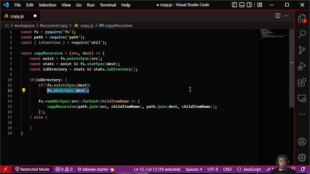 [Javascript] Recursive copy files and folders [node] смотреть онлайн
