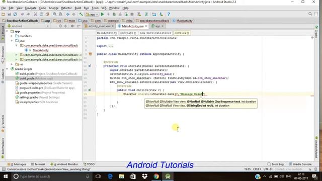 Snackbar with Action Callback Android 2017 смотреть онлайн