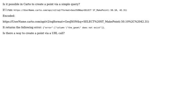 GIS: Carto SQL API: generate a point via query смотреть онлайн