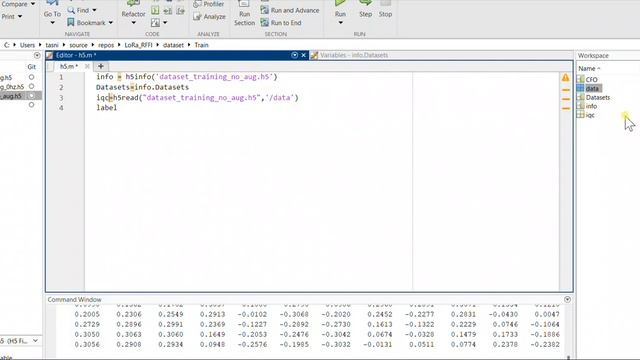 read data from a .h5 file format MATLAB смотреть онлайн