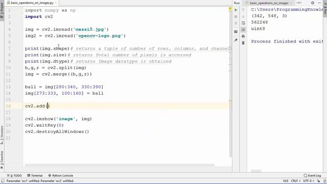 OpenCV Python Tutorial For Beginners 10 - cv.split, cv.merge, cv.resize, cv.add, cv.addWeighted, RO смотреть онлайн