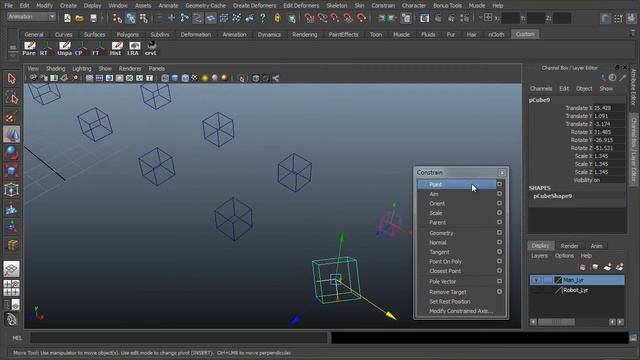 Point и Aim констрейны (привязки) для управления объектами смотреть онлайн