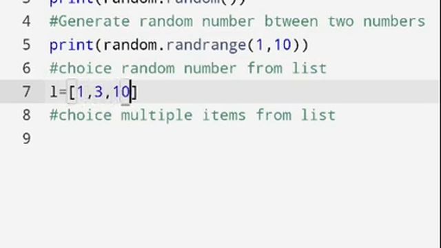 Generate random number,choice random item from list (Python) смотреть онлайн