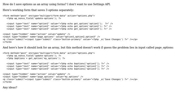 Wordpress: How to save Wordpress Options as an array? смотреть онлайн