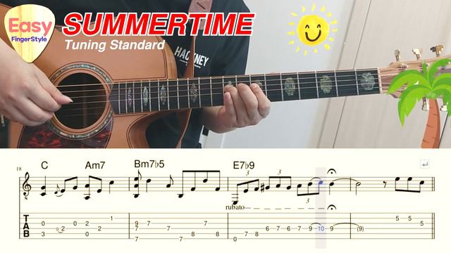 💗 Summertime 💗 Easy Jazz Fingerstyle Guitar Tutorial - TAB/Chords - Jazz Guitar Chord Melody - 재즈기타 смотреть онлайн