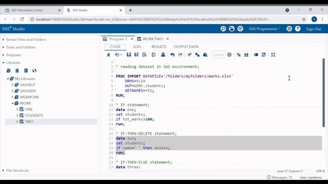 IF, IF-THEN-DELETE, IF-ELSE, IF-ELSE-IF statements in SAS. смотреть онлайн