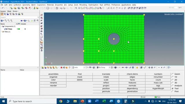 Static Structural Analysis using HYPERMESH OPTISTRUCT: Plate with Hole #cae #hypermesh #optistruct смотреть онлайн