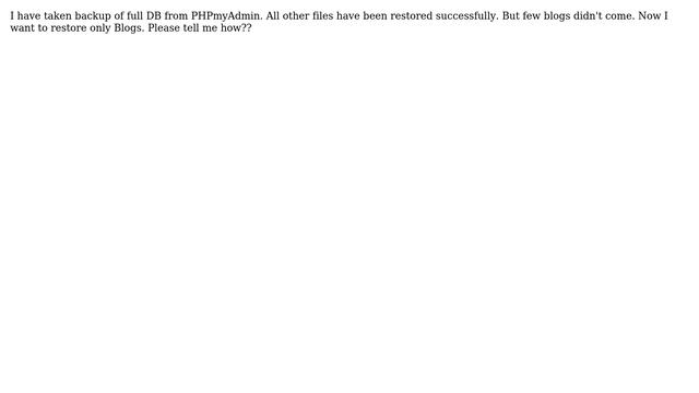 Wordpress: How can i restore only Blogs from a SQL backup file? смотреть онлайн